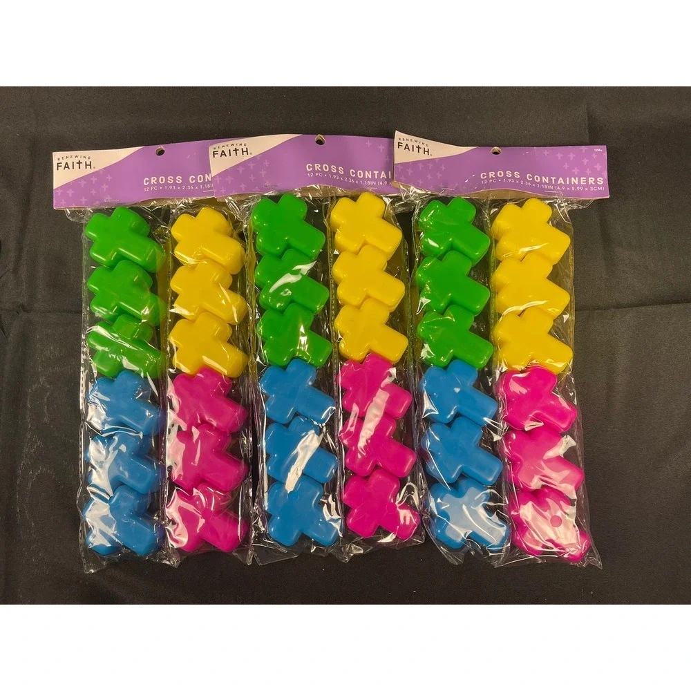 Renewing Faith 36pc Plastic Cross Containers Multi Color Easter Church Favors